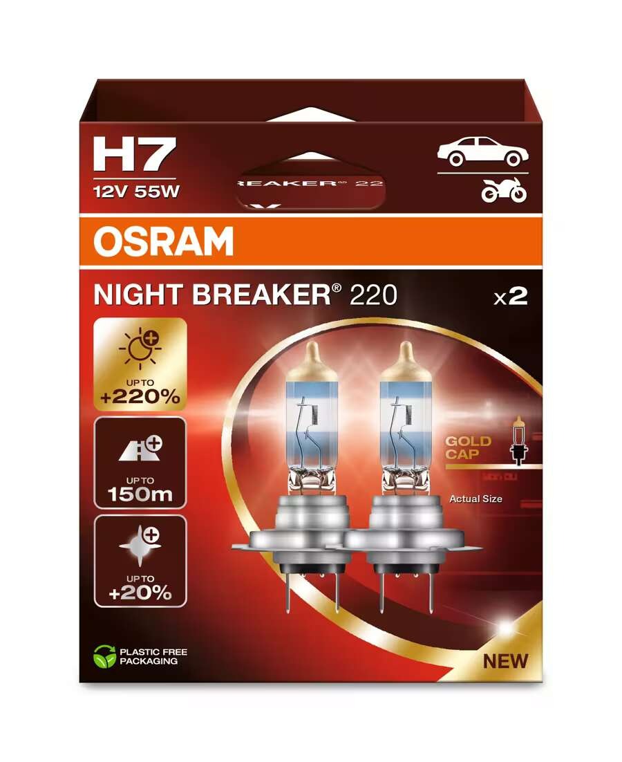 Bec auto Osram 64210 NB220-2HB +220% H7 12V 55W