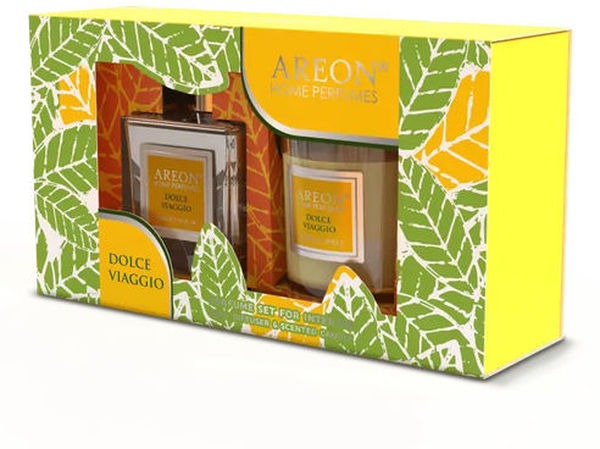 Ароматизатор набор Areon Home Perfume Sticks 150ml + свеча (Dolce Viaggio)