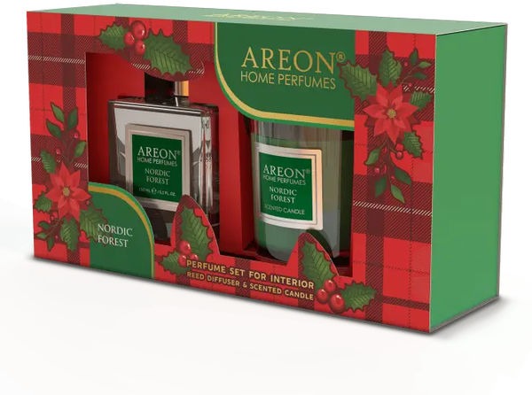 Ароматизатор набор Areon Home Perfume Sticks 150ml + свеча (Nordic Forest)