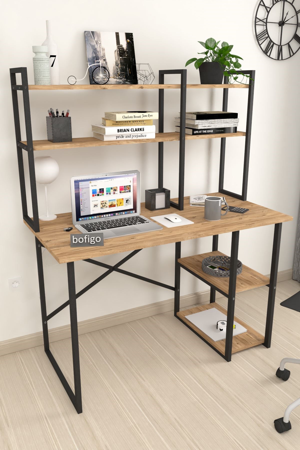  Офисный стол с 2 отделениями Metal Nex Home 120 x 60 см, Дуб