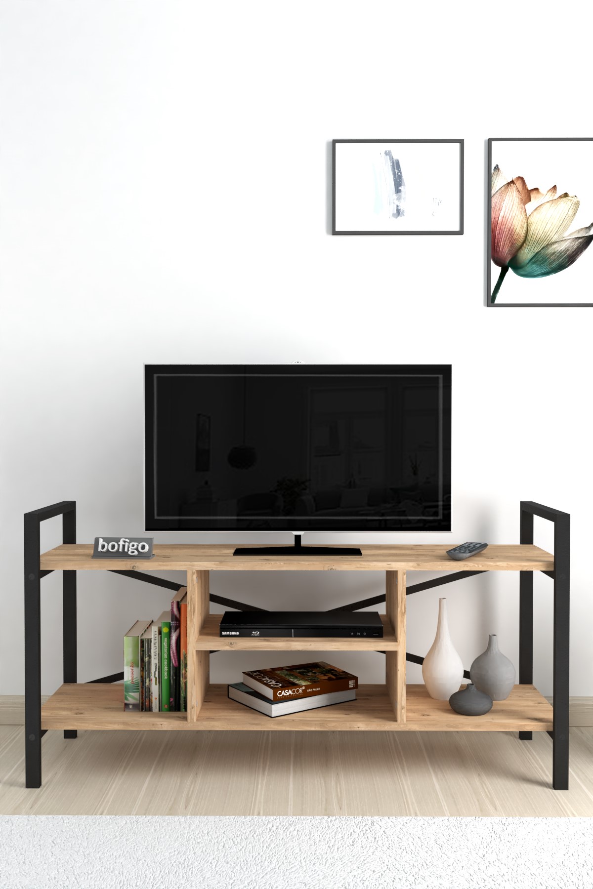  Тумба под телевизор с металлическим каркасом Nex Home 120 x 36,5 x 62,5 см, Дуб