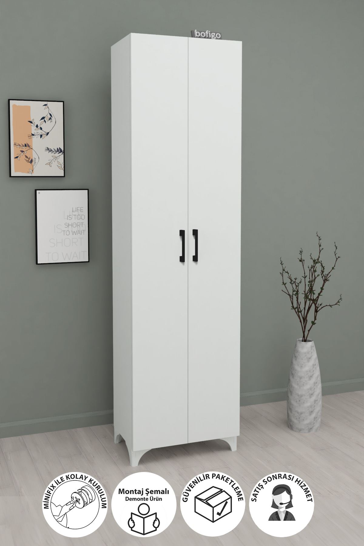  Многофункциональный шкаф с 2 дверцами Cemre Nex Home 49 х 31,8 х 178 см, Белый