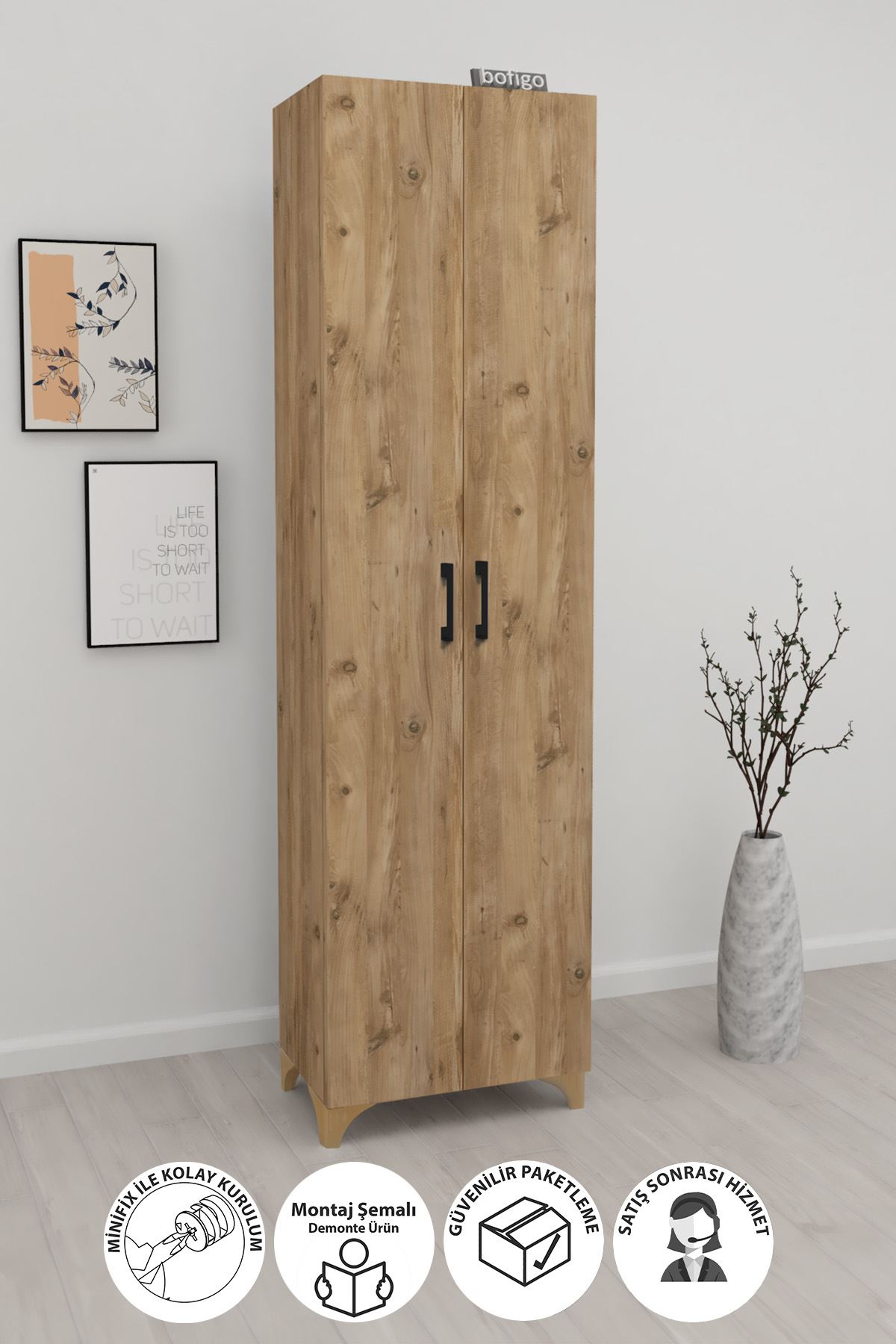  Многофункциональный шкаф с 2 дверцами Cemre Nex Home 49 х 31,8 х 178 см, Дуб