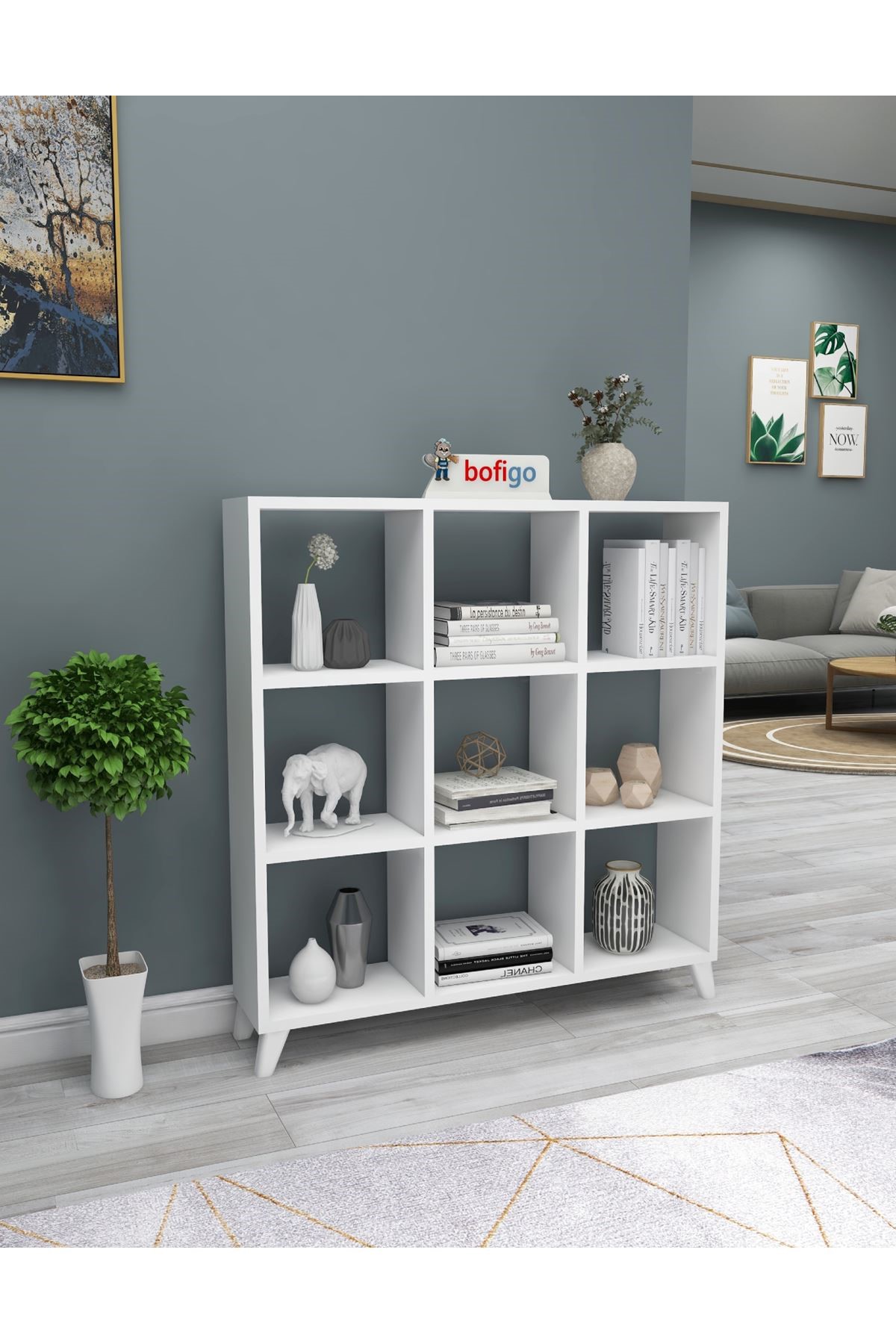  Книжный шкаф с 9 отделениями Square Nex Home 88 x 19,7 x 100 см, Белый