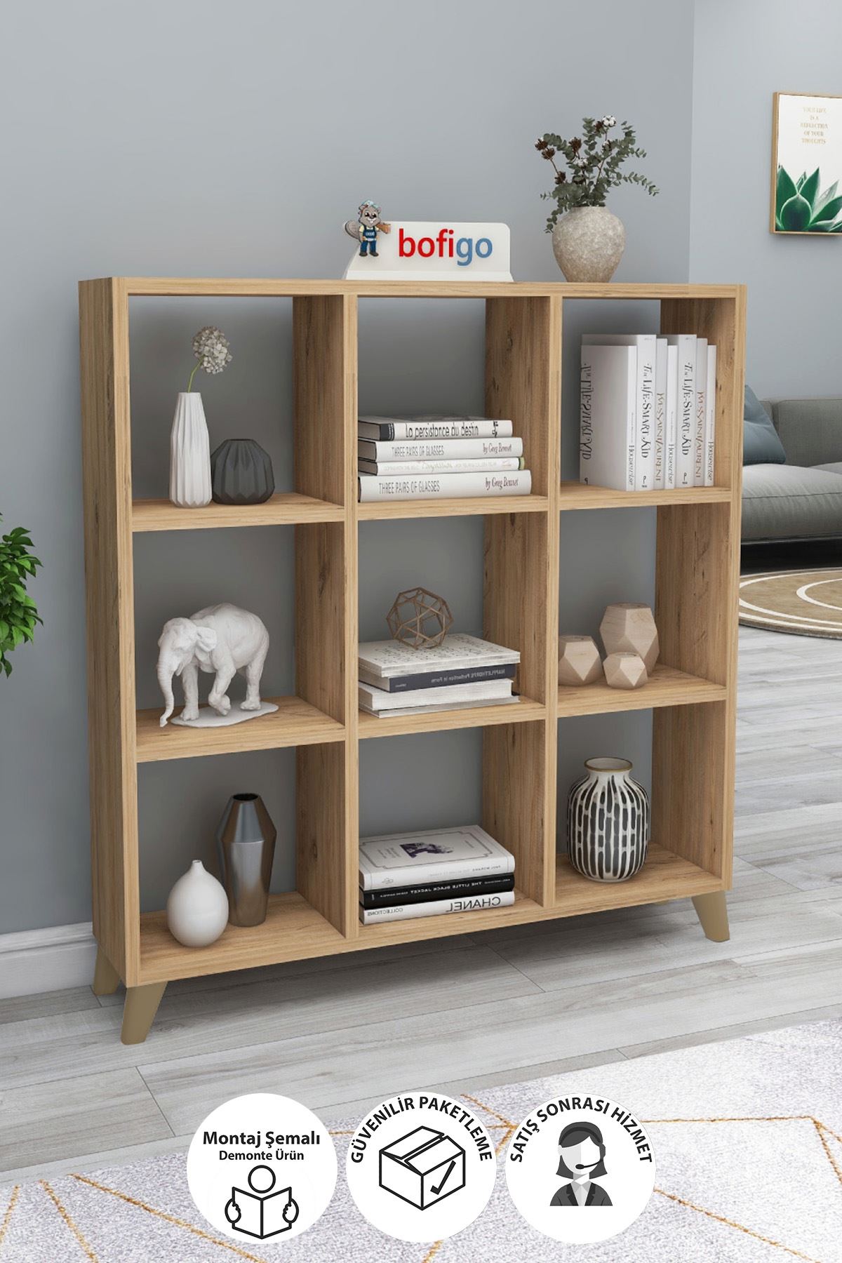  Книжный шкаф с 9 отделениями Square Nex Home 88 x 19,7 x 100 см, Дуб