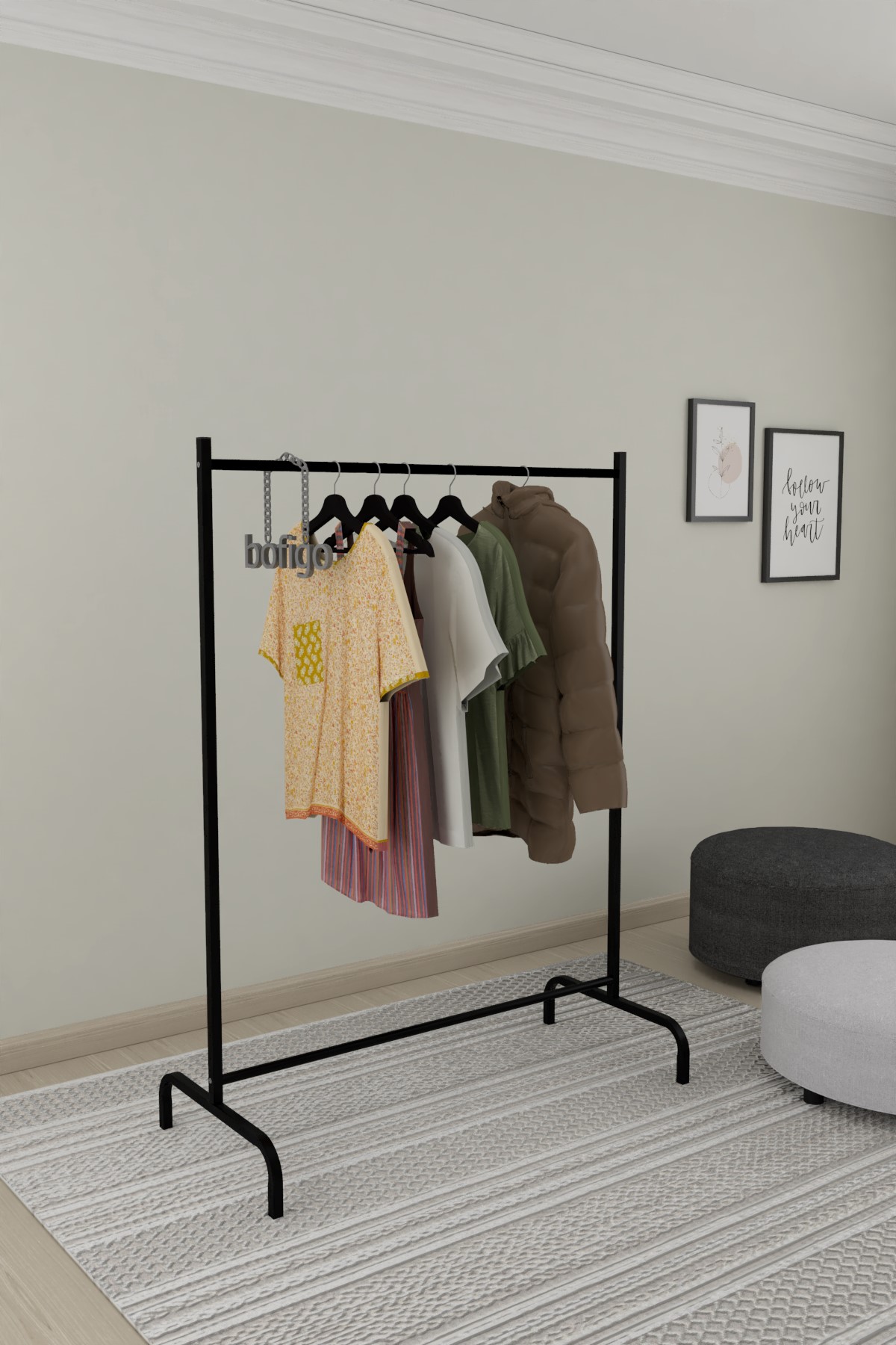  Классическая напольная вешалка на 2 ножках Nex Home 69 x 34 x 32,5 см, Черный