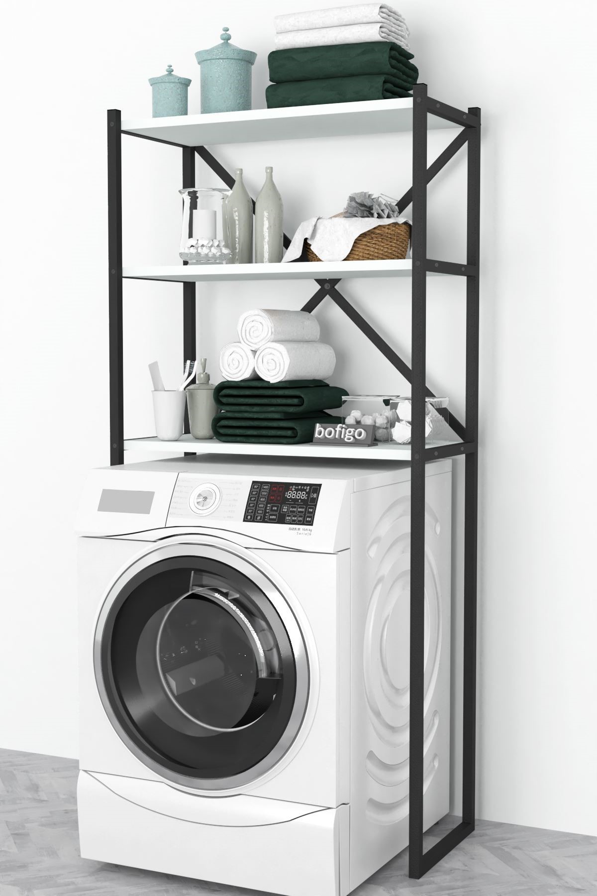  Полка для стиральной машины с металлическим каркасом Nex Home 66 х 34 х 160 см, Белый