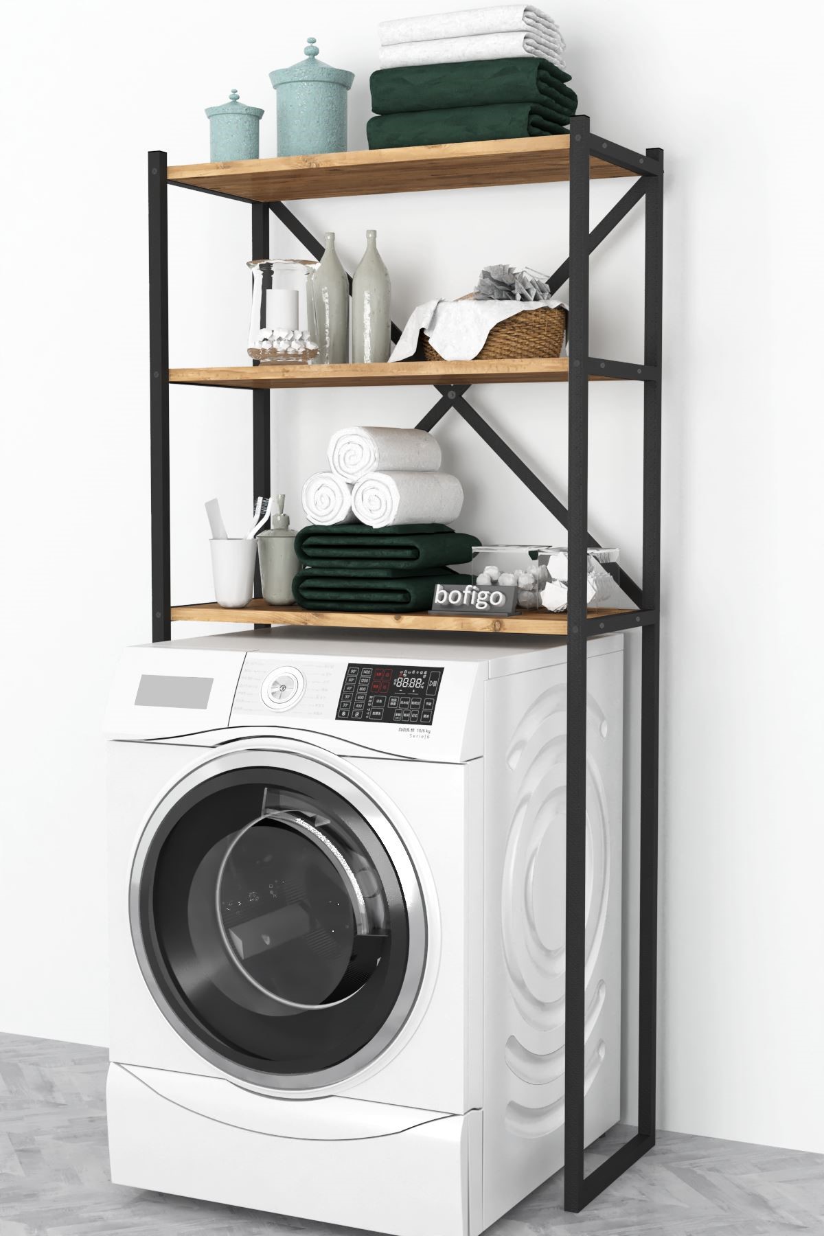  Полка для стиральной машины с металлическим каркасом Nex Home 66 х 34 х 160 см, Дуб