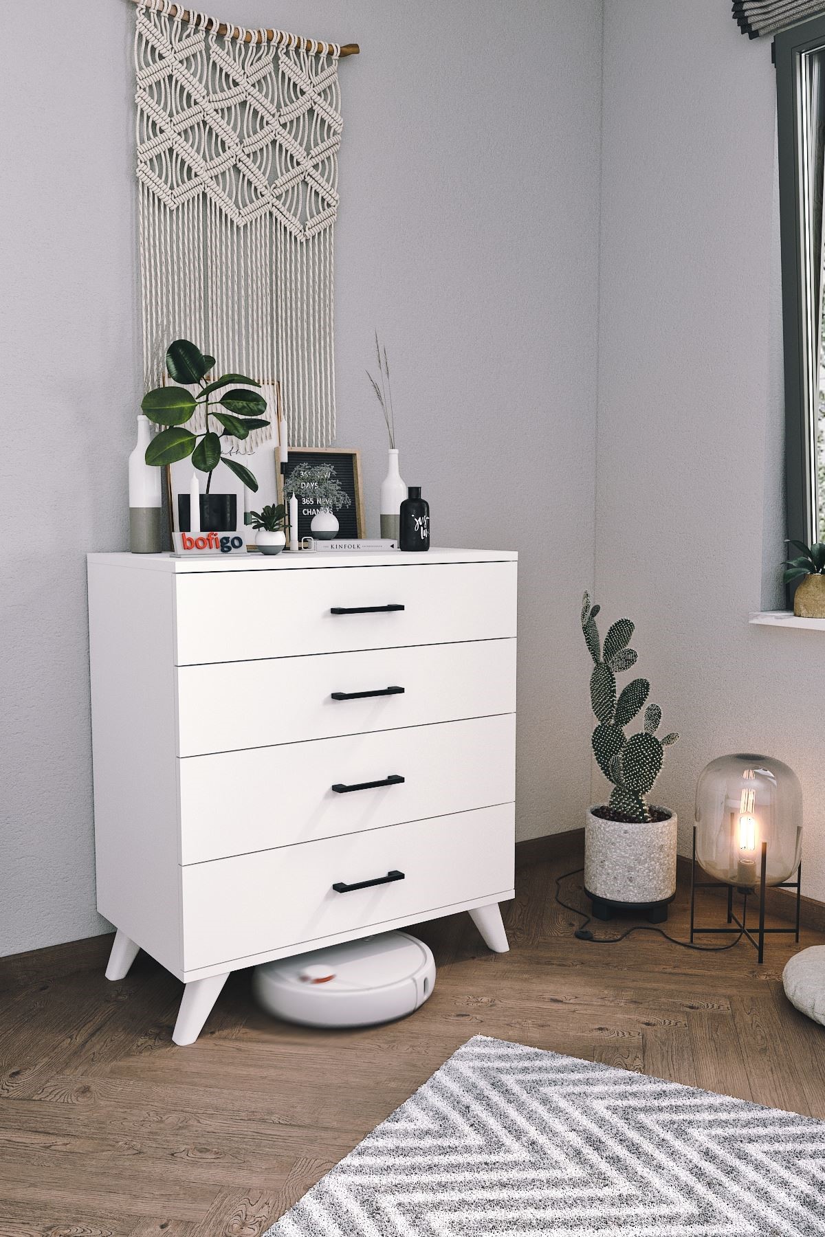  Комод с 4 отделениями и ножками Dresser Nex Home 76 x 44 x 86,5 см, Белый
