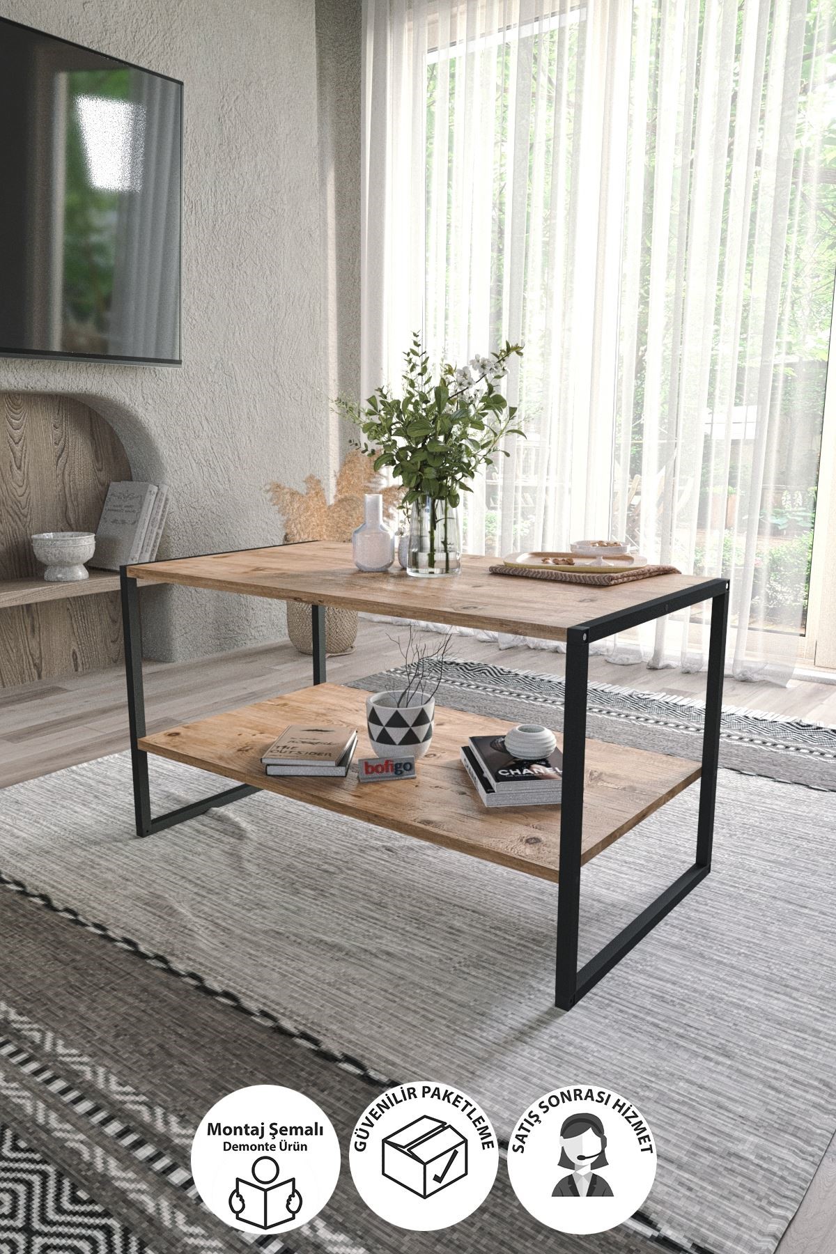  Журнальный столик с 2 уровнями Metal Nex Home 90 x 50 см, Дуб
