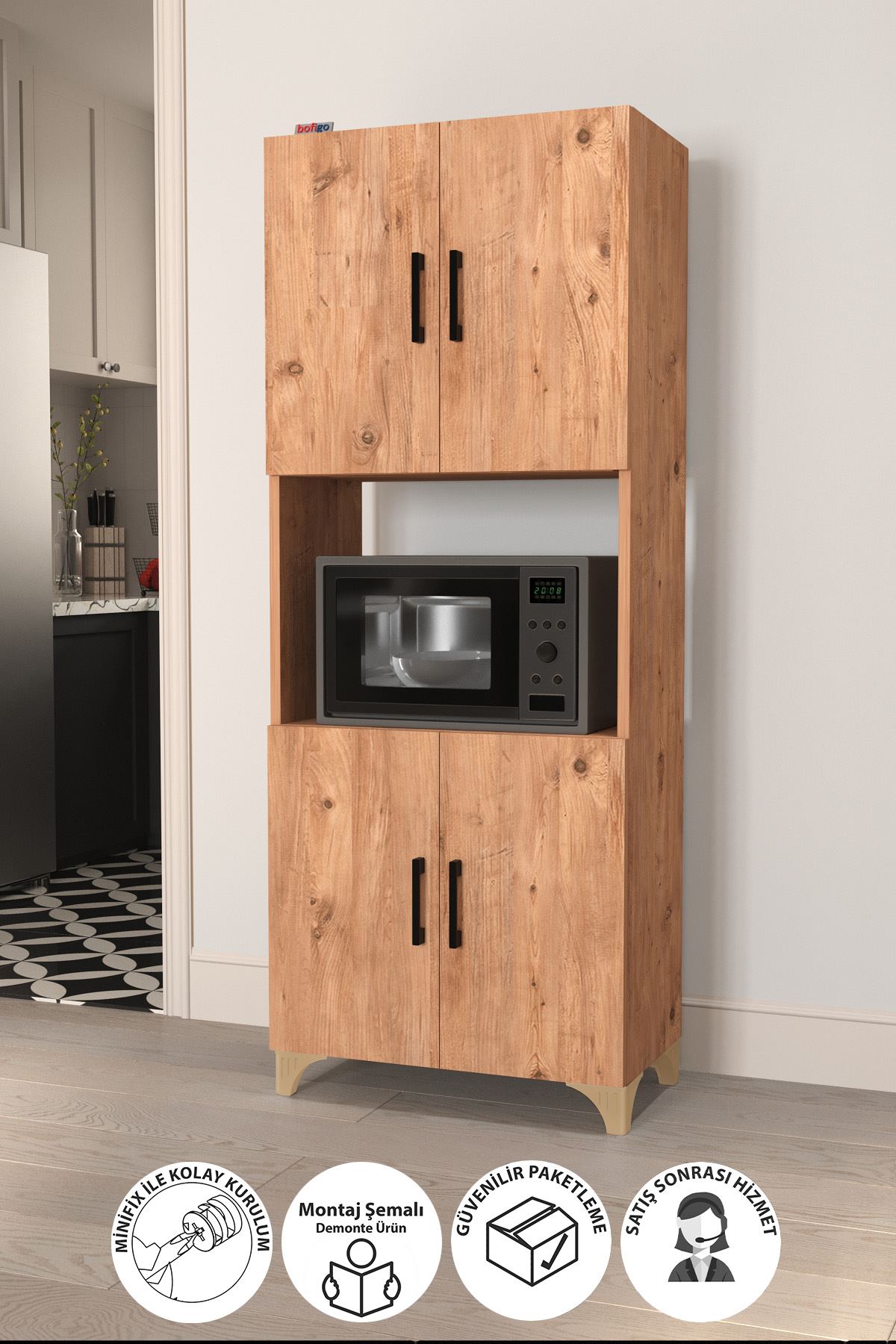  Многофункциональный шкаф с 4 дверцами Ece Nex Home 60 х 33,8 х 154 см, Дуб